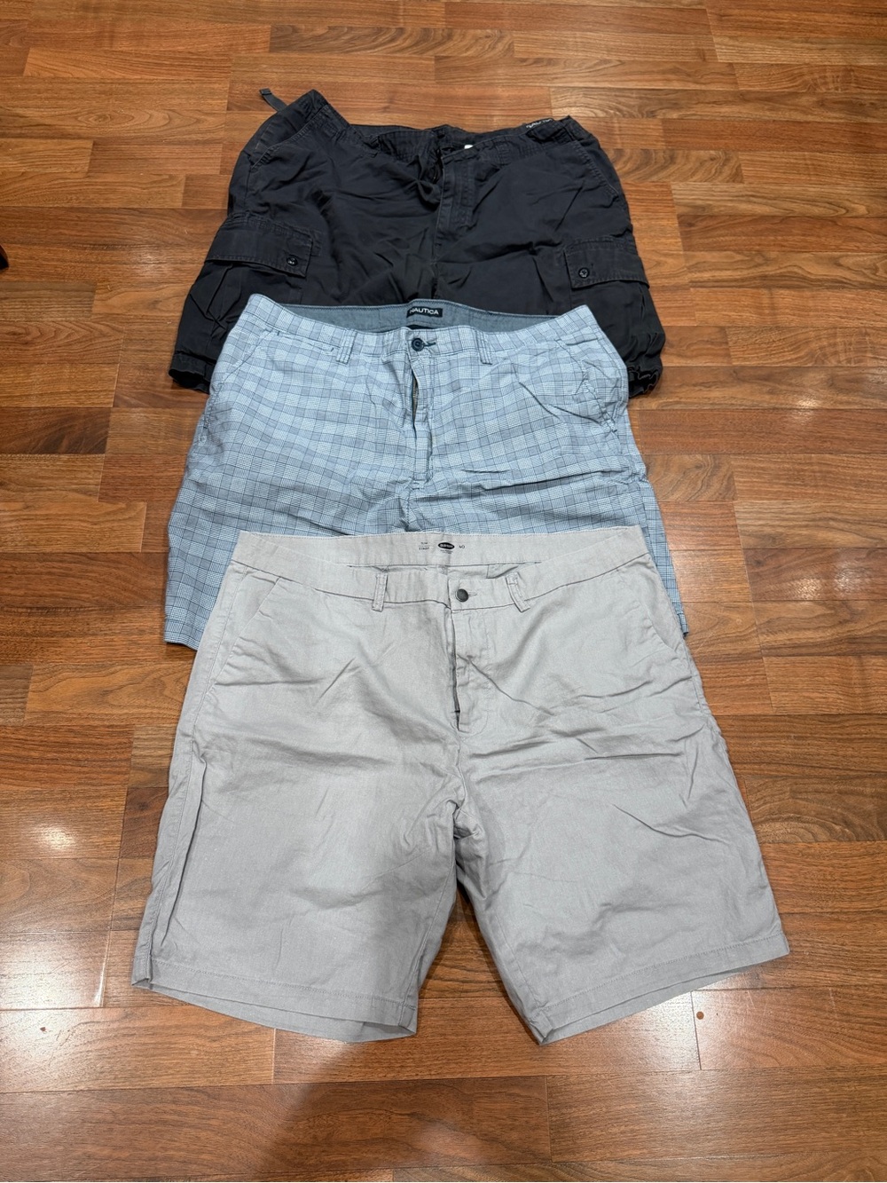 Men's Light Gray Cargo-Style Shorts Pack - Gray, Blue, Black